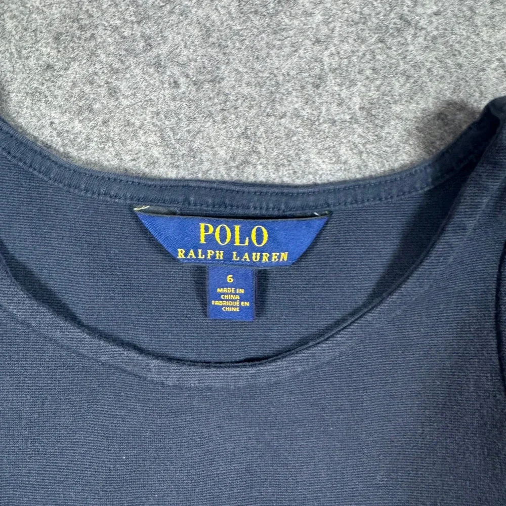 Polo Ralph Lauren Dress Girls 6 Navy Blue Drop Waist Peplum Sleeveless Jersey